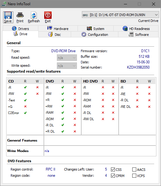 nero infotool of dvd-rom