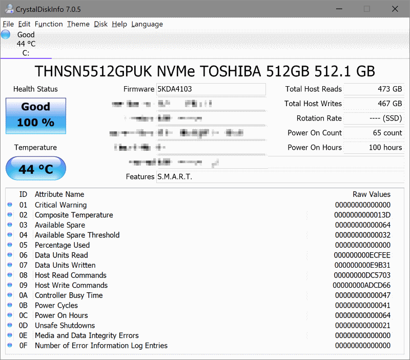 crystaldiskinfo in ACHI