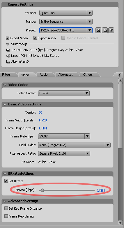 Pr CS3 AME settings