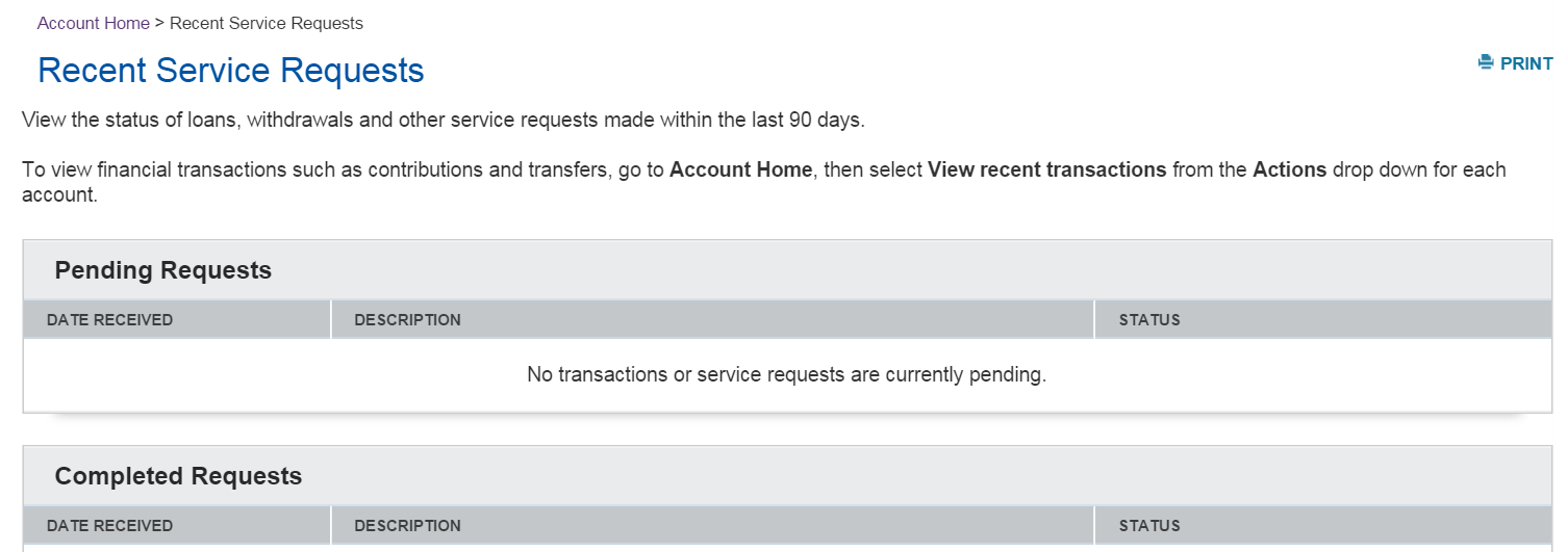 Recent Service Requests